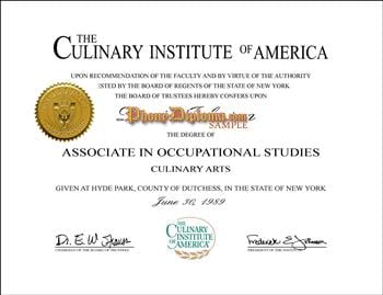 Culinary Institute Certificate Fake Diploma from PhonyDiploma