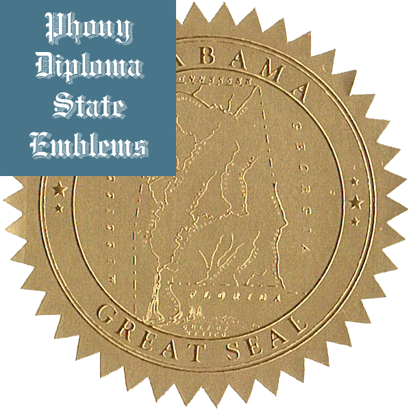 Phony Diploma Gold Foil State Seals and Emblems