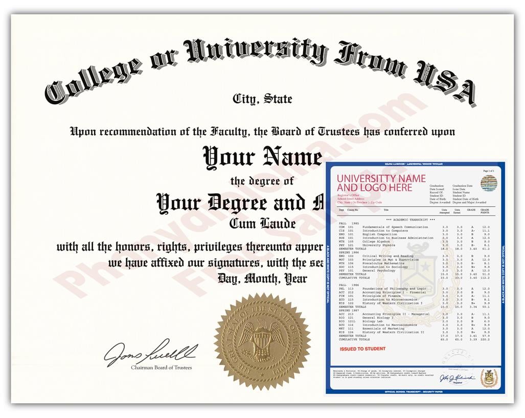 Buy Fake Diplomas & Transcripts From the USA