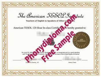 Fake "American TESOL" diploma 