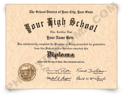 Fake High School Diplomas Designs From Phonydiploma - Phonydiploma.com