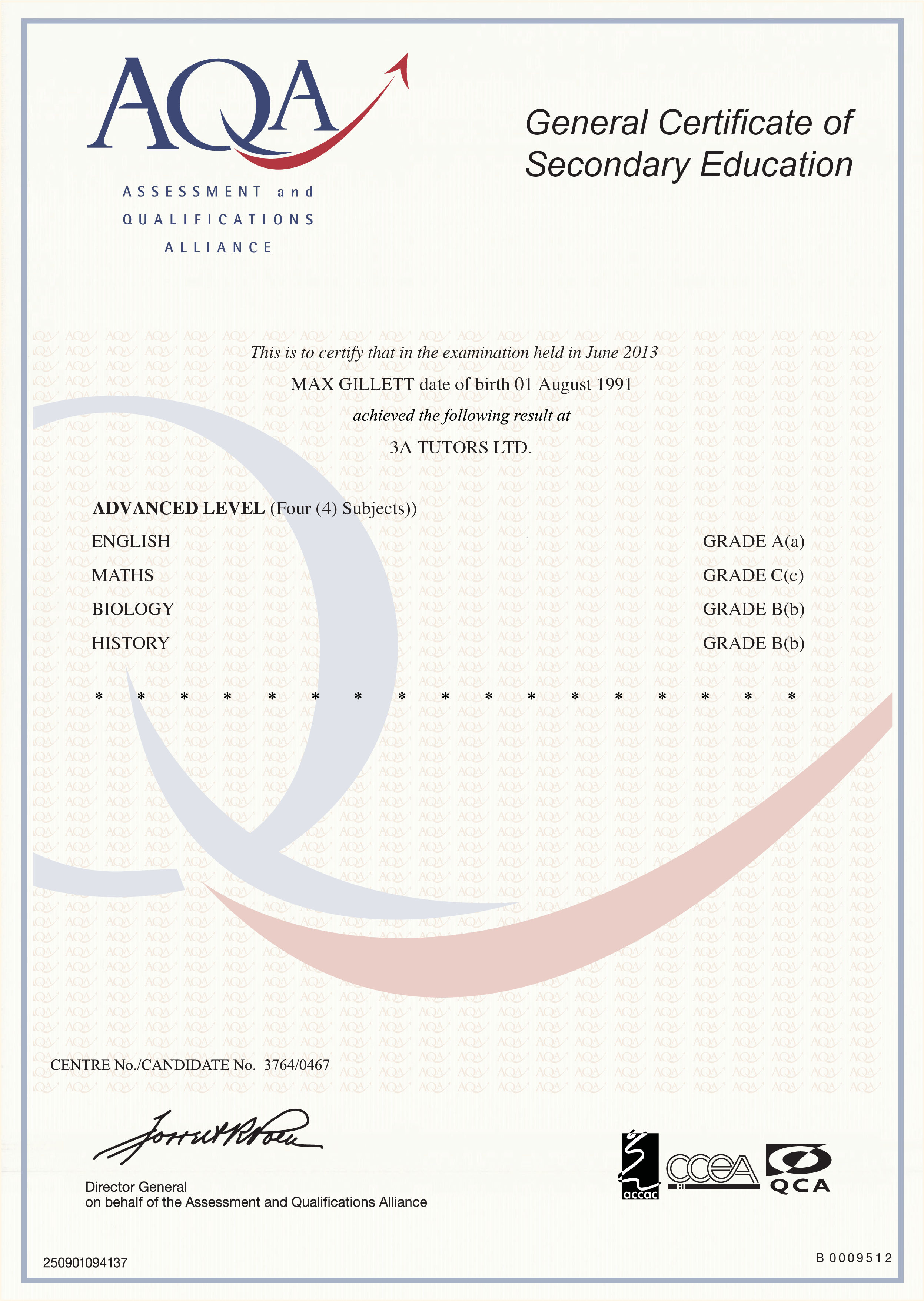Gcse Certificate Template
