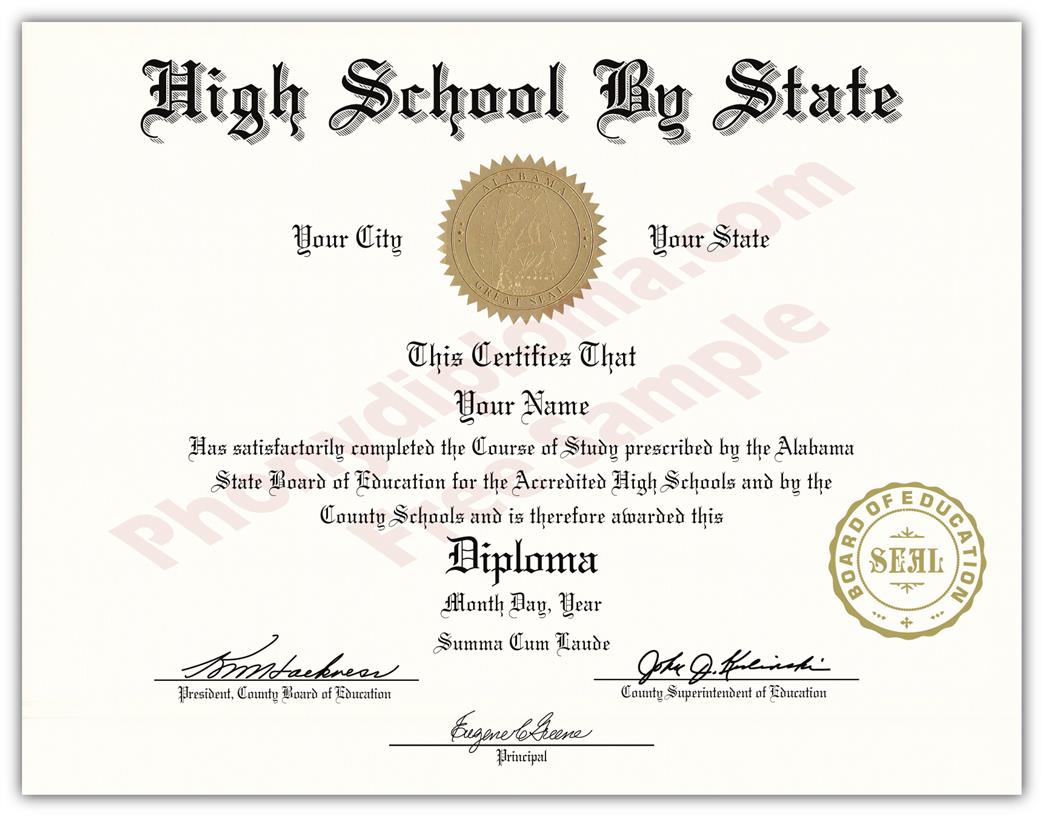 Fake High School State Design Diplomas - Select A State
