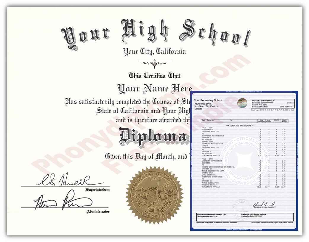 Fake Diplomas and Transcripts From California