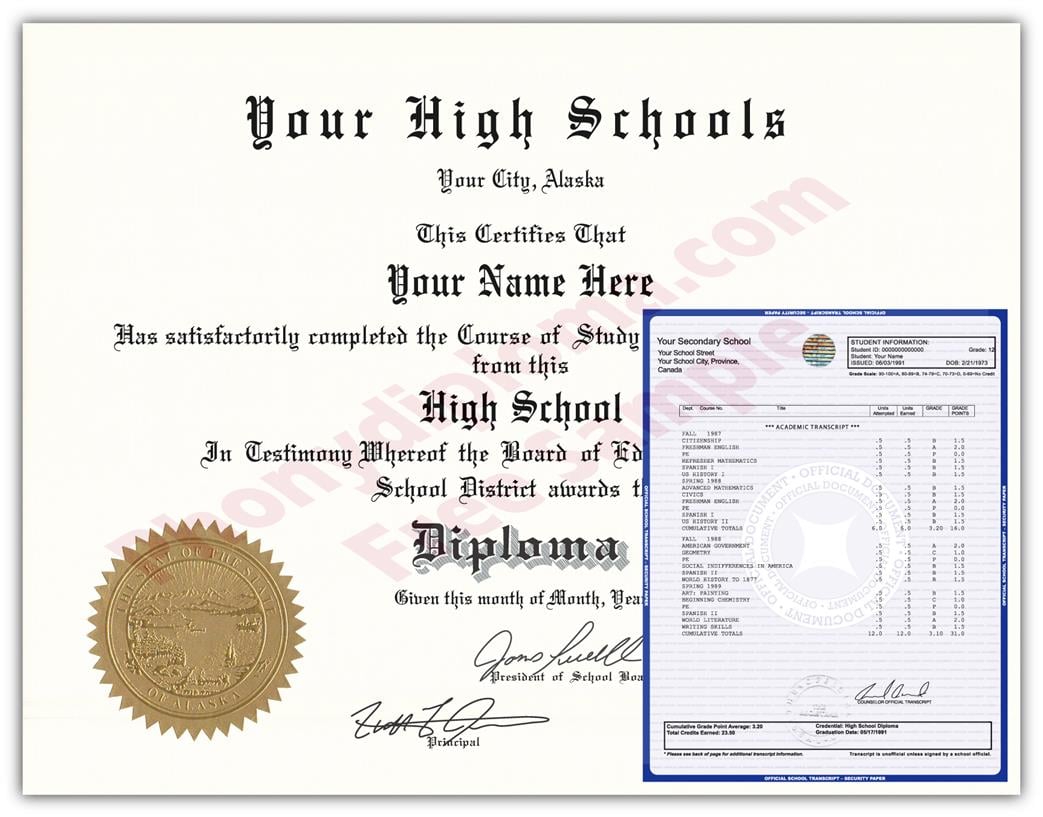 fake high school diploma template