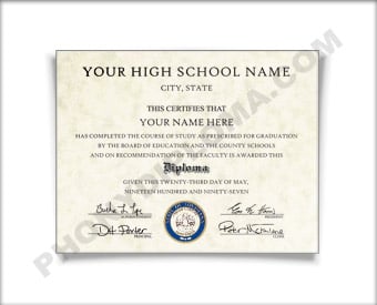 fake high school diploma template